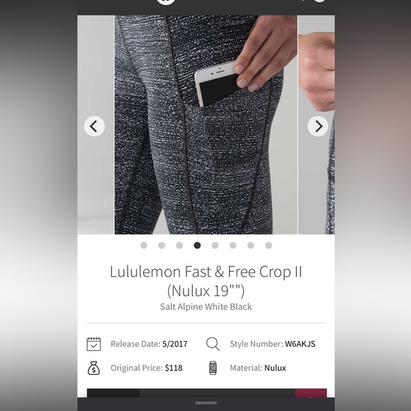 Lululemon- 25” Fast & Free Crop II High-Rise- Dark Grey & Black- Size 10 - Picture 11 of 16